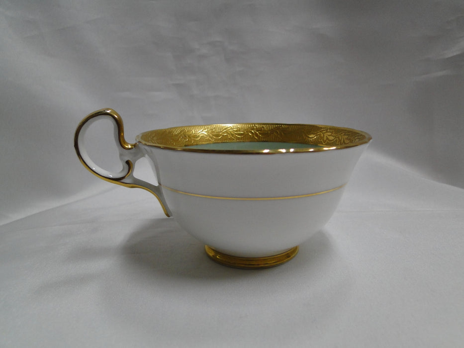 Aynsley 8083 Green Band, Encrusted Gold: Cup & Saucer Set, 2 1/8" Tall