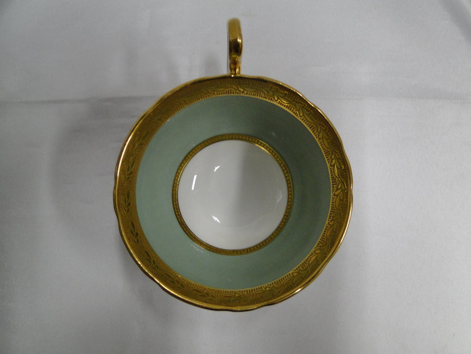 Aynsley 8083 Green Band, Encrusted Gold: Cup & Saucer Set, 2 1/8" Tall
