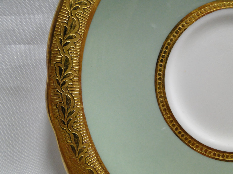 Aynsley 8083 Green Band, Encrusted Gold: Cup & Saucer Set, 2 1/8" Tall