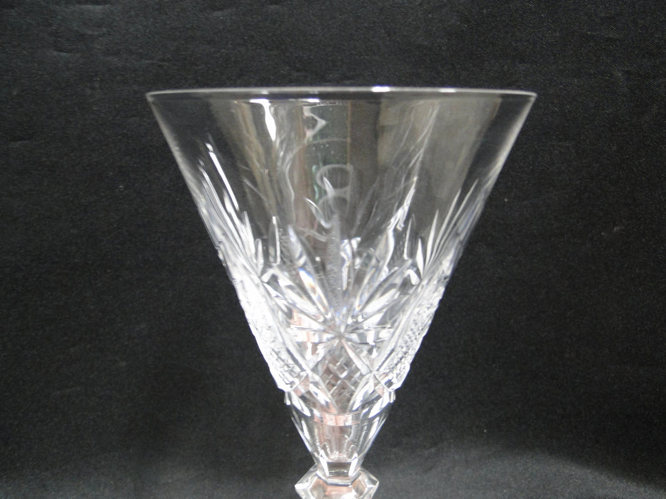 Val St. Lambert Eurydice, Cut Fans & Cross-Hatch: Water or Wine Goblet (s), 7"