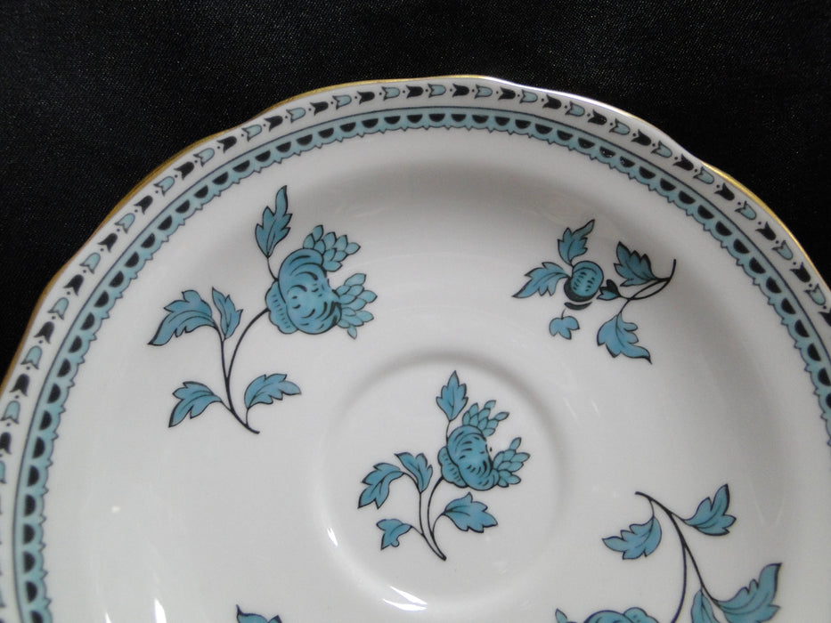 Spode Darlington Teal, Teal Flowers: Cup Saucer Set (s), 3/4