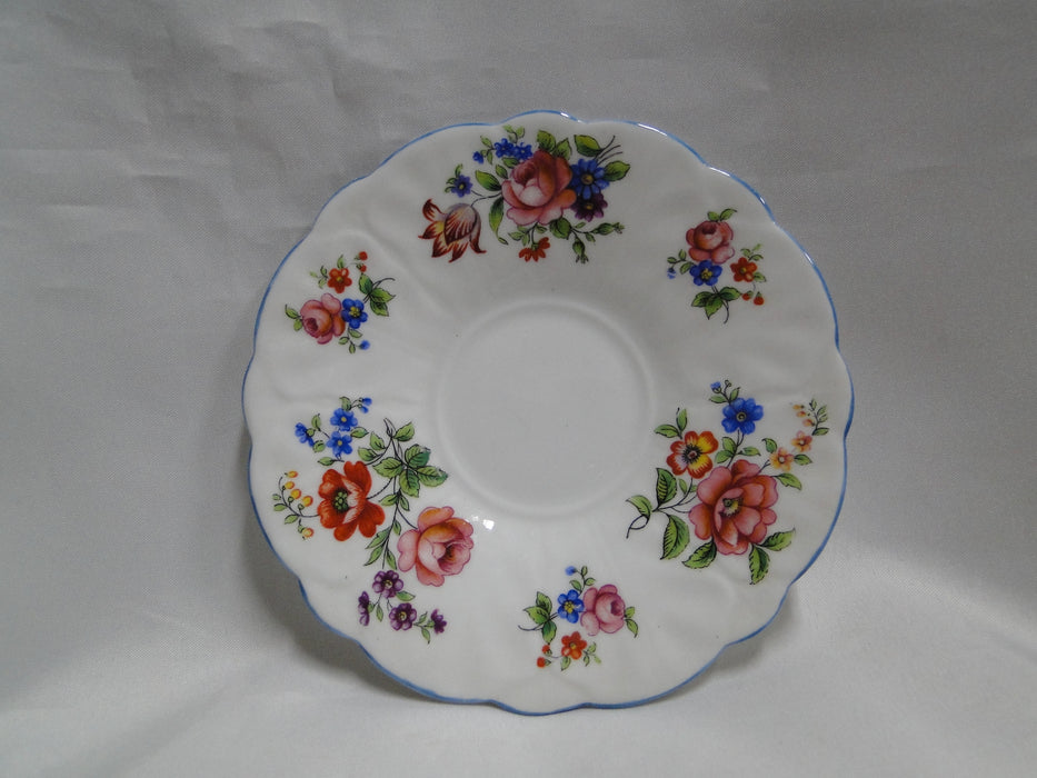 Aynsley Cabbage Rose & Florals, Blue Trim: Cup & Saucer Set, 2 1/4", No. 765788