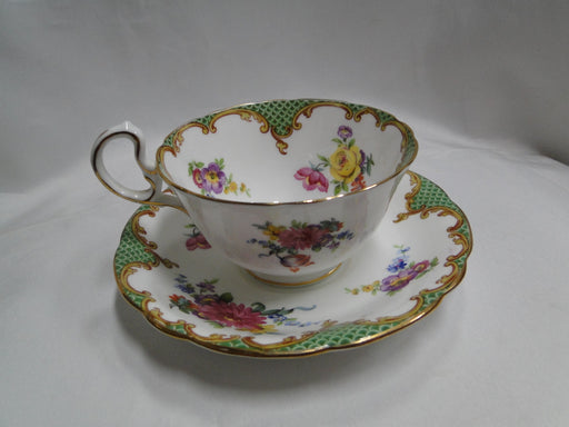 Aynsley Green Corners, Multicolored Florals: Cup & Saucer Set, 2 1/8" Tall