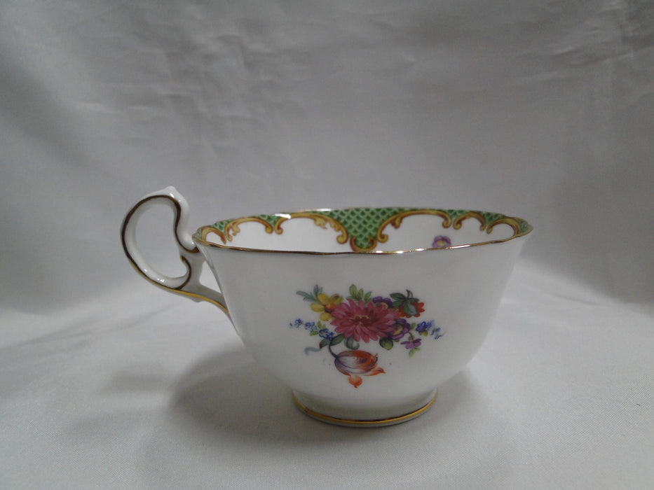 Aynsley Green Corners, Multicolored Florals: Cup & Saucer Set, 2 1/8" Tall
