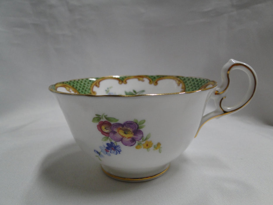 Aynsley Green Corners, Multicolored Florals: Cup & Saucer Set, 2 1/8" Tall