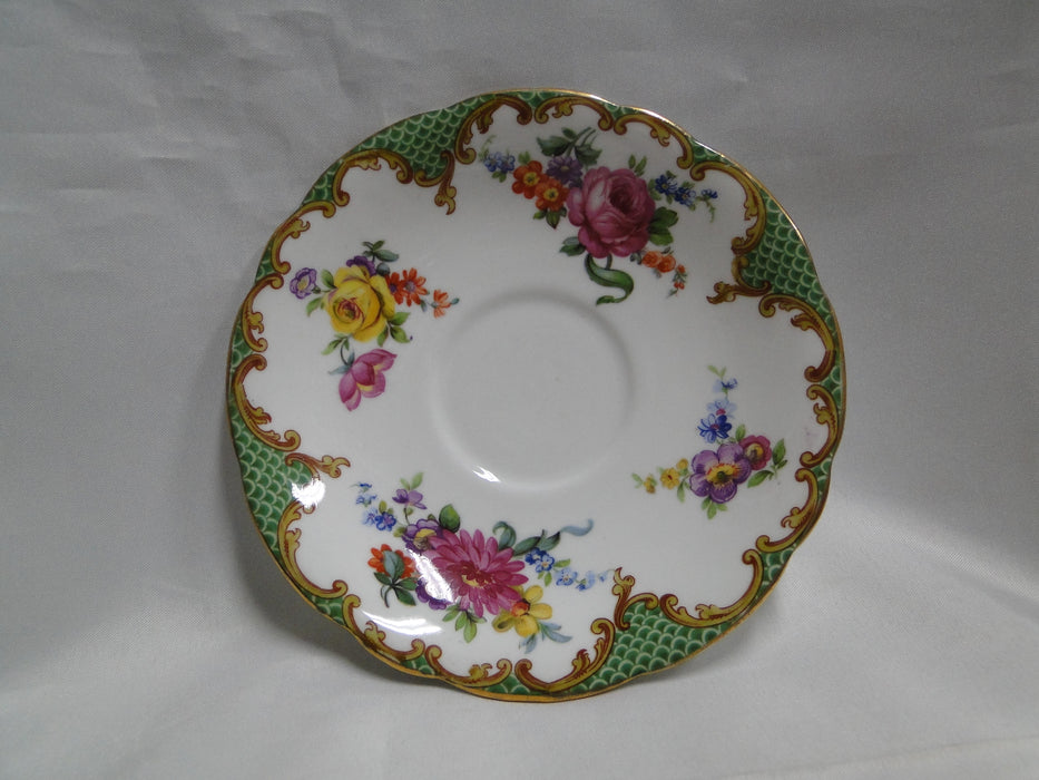 Aynsley Green Corners, Multicolored Florals: Cup & Saucer Set, 2 1/8" Tall