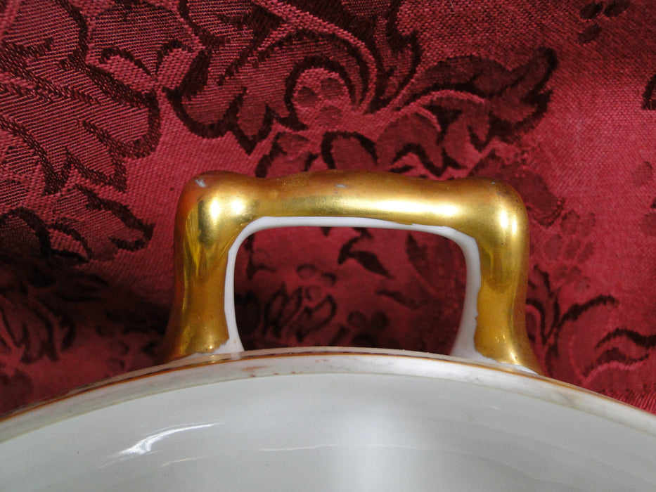 Noritake Multicolored Floral, Teal Border, Gold Trim: Covered Serving Bowl 8.25"