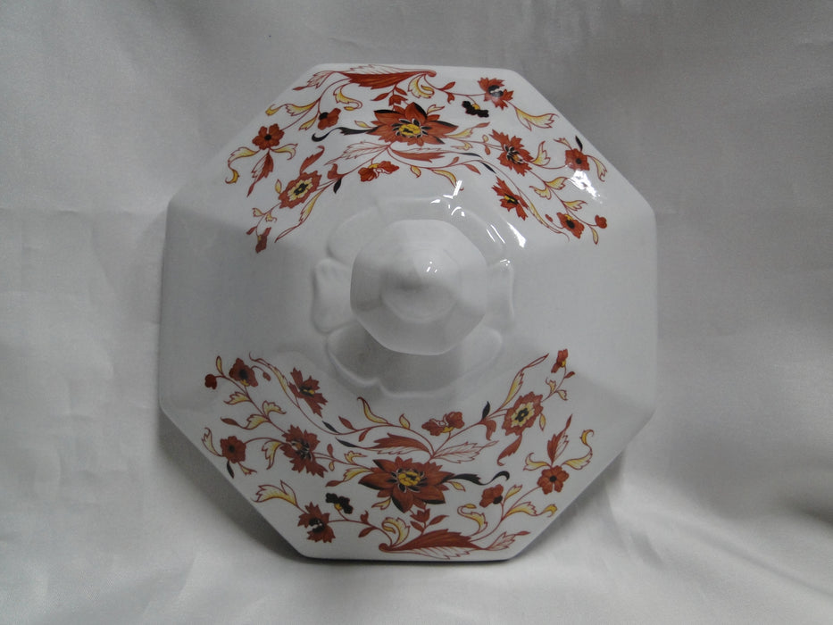 Wedgwood Kashmar, Red, Brown, & Yellow Flowers: Serving Bowl w/ Lid, Crazing