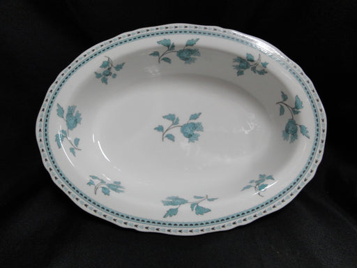 Spode Darlington Teal, Teal Flowers: Oval Serving / Vegetable Bowl, 10" x 7"