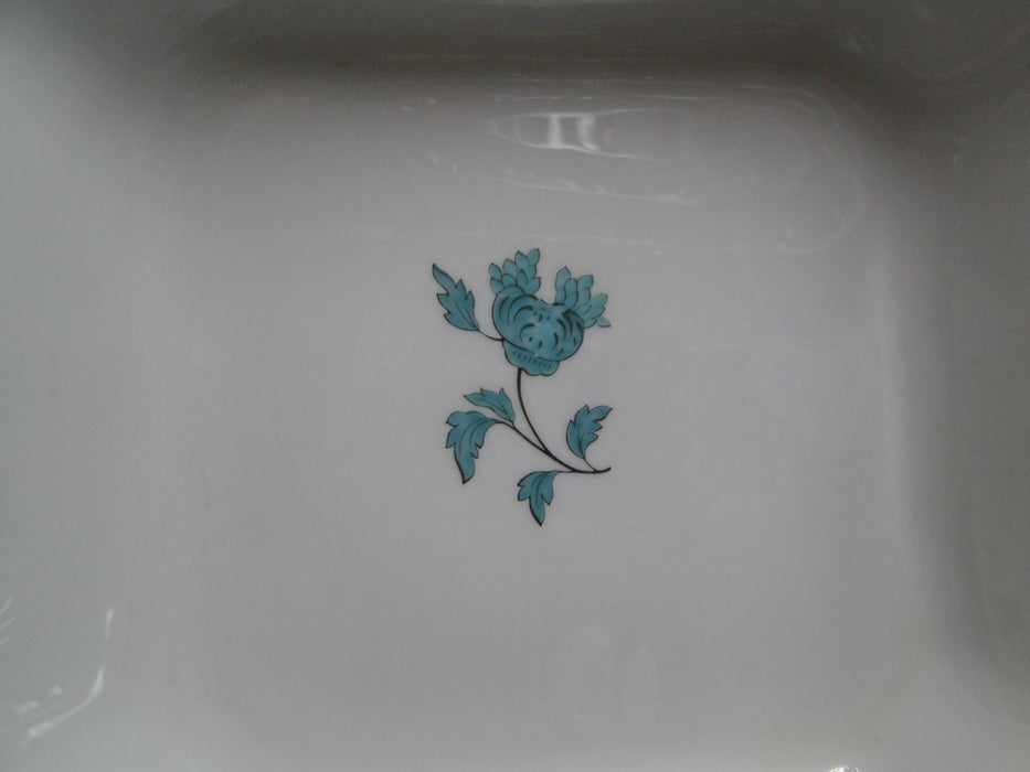 Spode Darlington Teal, Teal Flowers: Square Serving / Vegetable Bowl, 9 1/4"