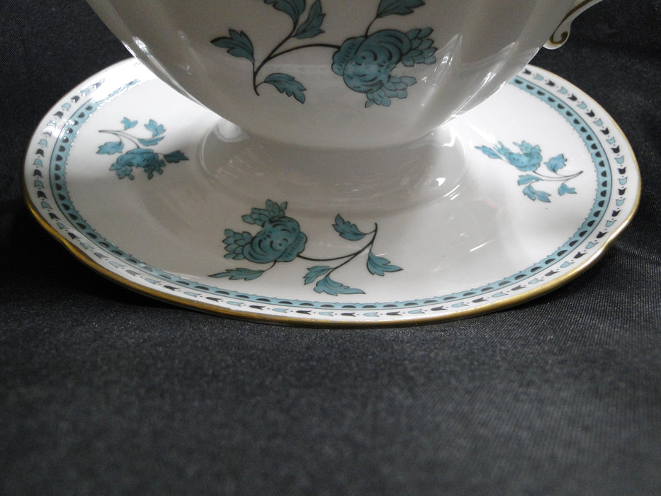 Spode Darlington Teal, Teal Flowers: Gravy w/ Attached Underplate