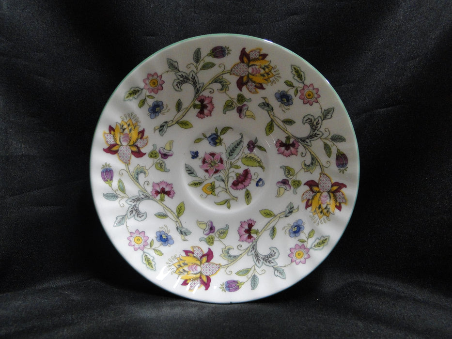 Minton Haddon Hall B1451, Floral Chintz, Green Trim: Cup & Saucer Set, 2 1/4"