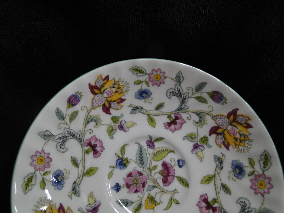 Minton Haddon Hall B1451, Floral Chintz, Green Trim: Cup & Saucer Set, 2 1/4"