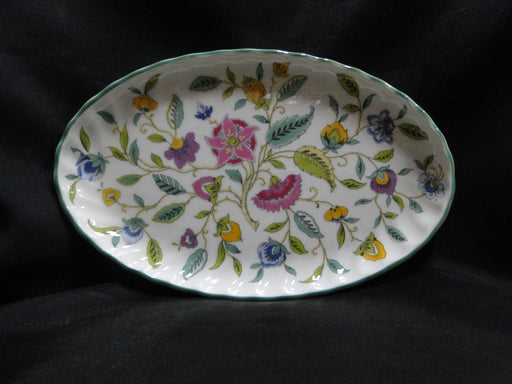 Minton Haddon Hall B1451, Floral Chintz, Green Trim: Oval Tray, 8 5/8"