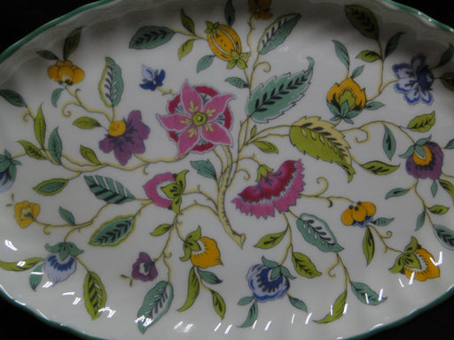 Minton Haddon Hall B1451, Floral Chintz, Green Trim: Oval Tray, 8 5/8"