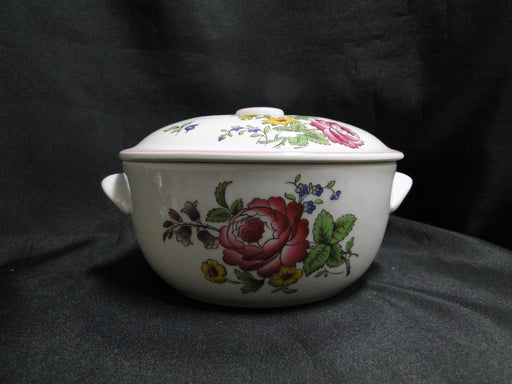 Spode Marlborough Sprays, Florals, Pink Trim: Individual Casserole & Lid