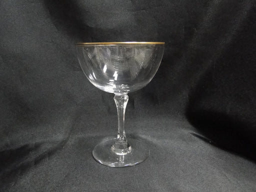 Lenox Mansfield Crystal, Gold Trim, Faceted Stem: Champagne / Sherbet(s), 5 1/4"