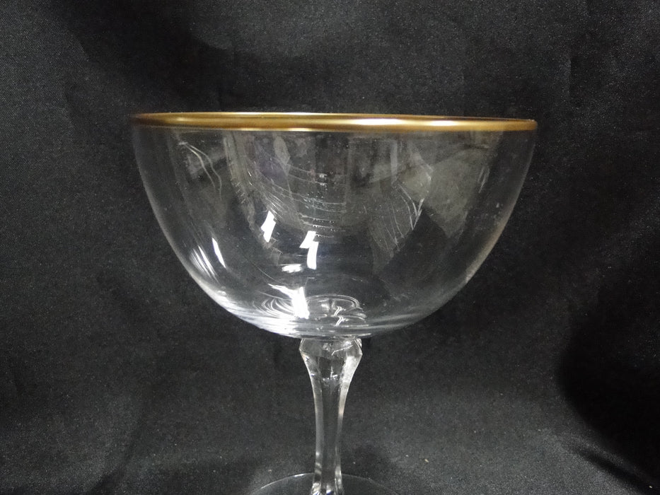 Lenox Mansfield Crystal, Gold Trim, Faceted Stem: Champagne / Sherbet(s), 5 1/4"