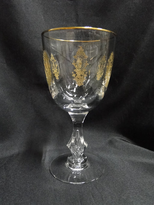 Tiffin Palais Versailles, Gold Design, Cut Ovals: Water or Wine Goblet, 6 7/8"