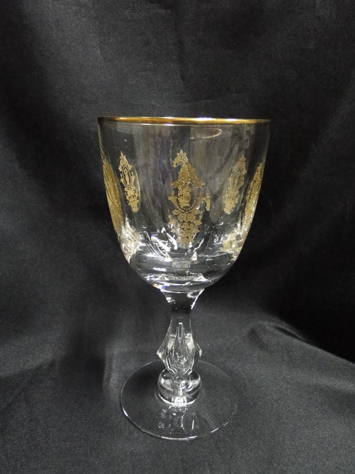 Tiffin Palais Versailles, Gold Design, Cut Ovals: Water or Wine Goblet, 6 7/8"