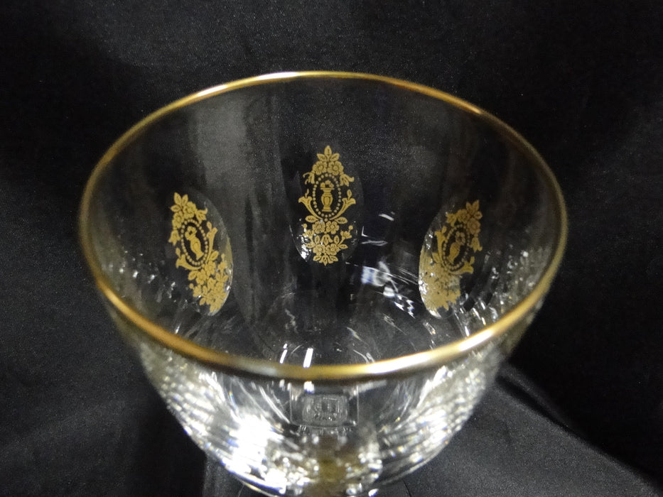 Tiffin Palais Versailles, Gold Design, Cut Ovals: Water or Wine Goblet, As Is