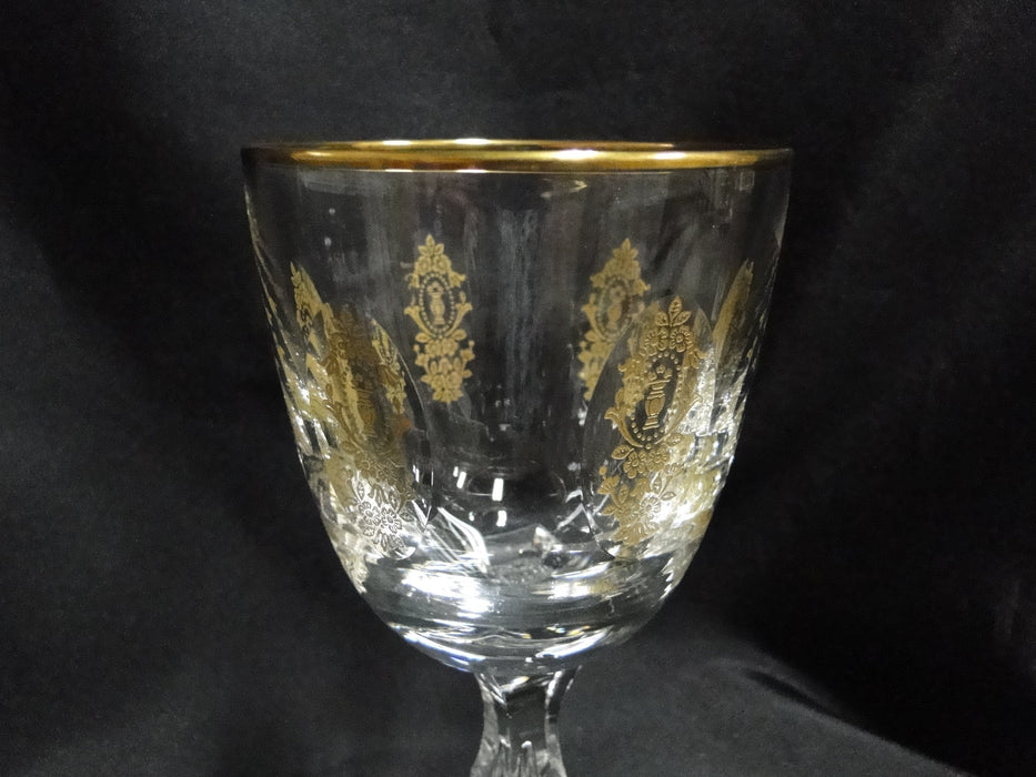 Tiffin Palais Versailles, Gold Design, Cut Ovals: Water or Wine Goblet, As Is