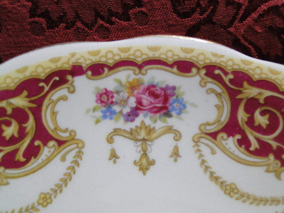 Queen Anne Regency Red, Floral Sprays Red Border: Cake Plate w/ Handles 10 3/8"