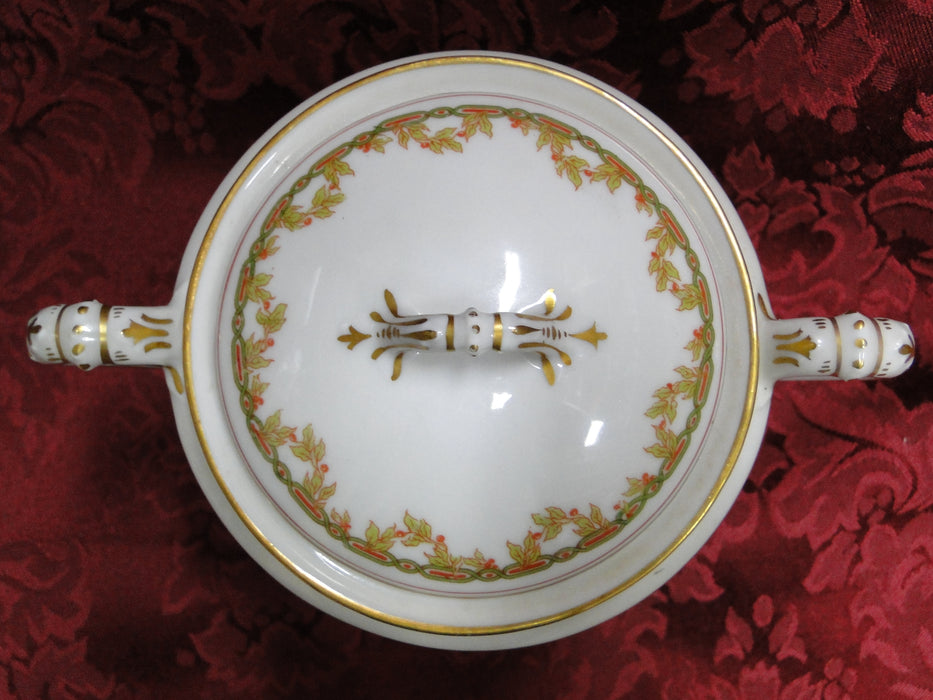 Haviland (Limoges) Schleiger 290, Green Chain: Sugar Bowl & Lid, 5"