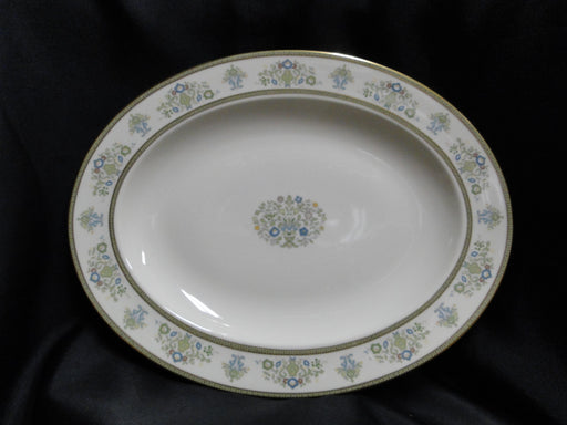 Minton Henley, Green & Blue Flowers & Scrolls: Oval Serving Platter, 13 5/8"