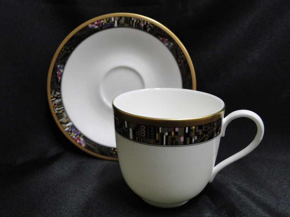 Mikasa Royal Glimmer, White w/ Black Multicolor: Cup & Saucer Set (s)