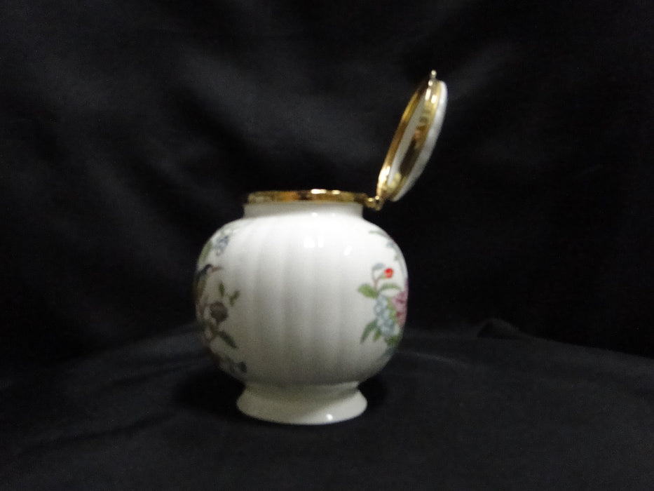 Aynsley Pembroke, Bird & Florals: Round Footed Box & Hinged Lid, 3 7/8" Tall