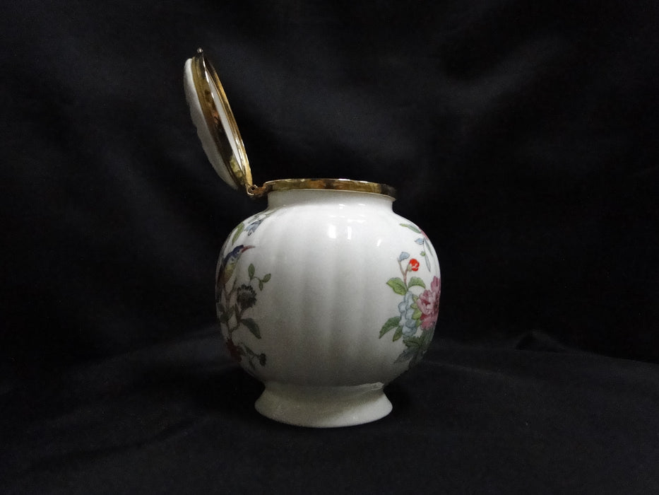 Aynsley Pembroke, Bird & Florals: Round Footed Box & Hinged Lid, 3 7/8" Tall