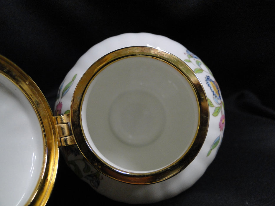 Aynsley Pembroke, Bird & Florals: Round Footed Box & Hinged Lid, 3 7/8" Tall