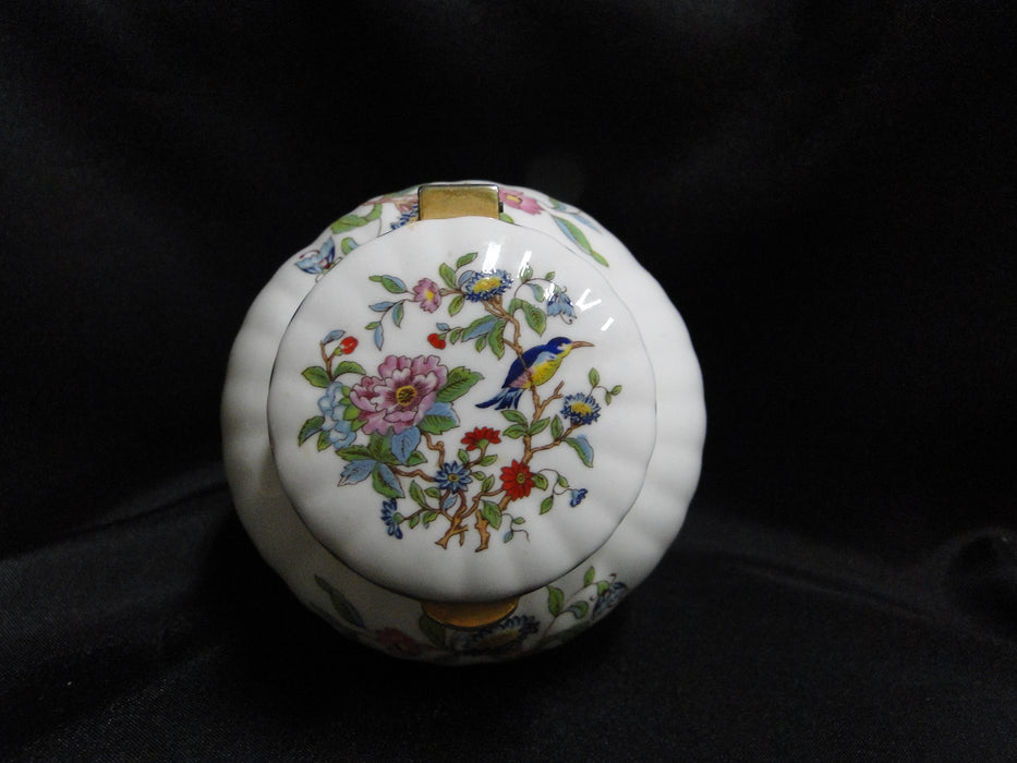 Aynsley Pembroke, Bird & Florals: Round Footed Box & Hinged Lid, 3 7/8" Tall