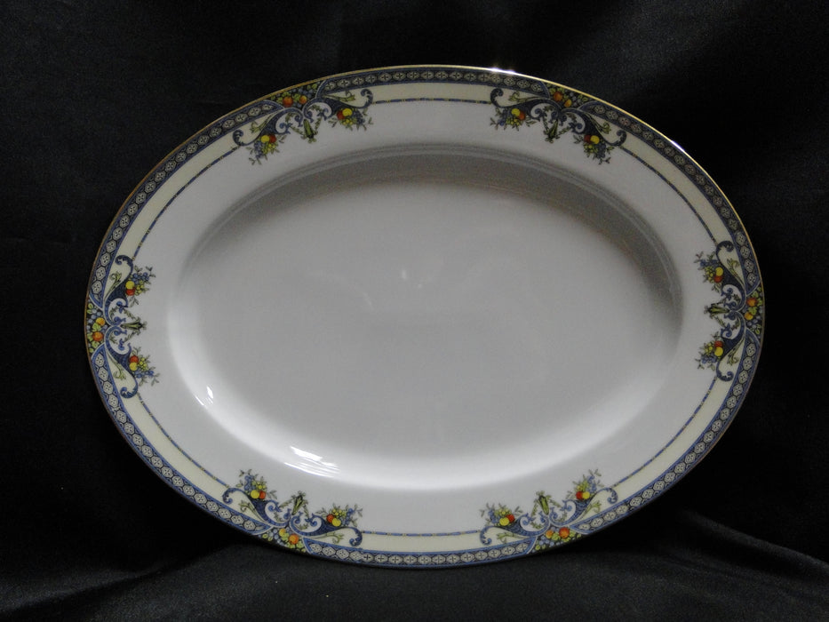 Noritake Winona, Blue Cornucopias, Fruit: Oval Serving Platter, 11 1/2"