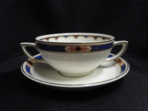 Wedgwood Pembroke, Blue Band, Ivory: Bouillon & Saucer Set (s), 1 7/8"