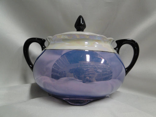 Hutschenreuther Blue & White Luster: Sugar Bowl & Lid, 4" Tall
