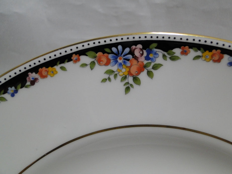 Wedgwood Osborne, White w/ Florals, Black Dots: Salad Plate (s), 8 1/8"