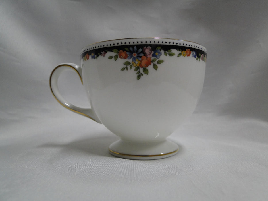 Wedgwood Osborne, White w/ Florals, Black Dots: Cup & Saucer Set (s), 2 3/4"