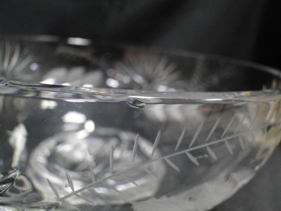 Dresden Cut Crystal, Flowers & Serrated Leaves: Round Bowl, 8 3/8", As Is