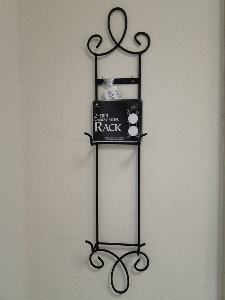 Tripar Augusta Vertical Black Display Rack for Two 6 1/2" - 8 1/4" Plates, 25"