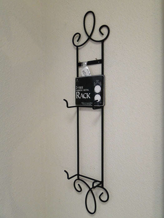 Tripar Augusta Vertical Black Display Rack for Two 6 1/2" - 8 1/4" Plates, 25"