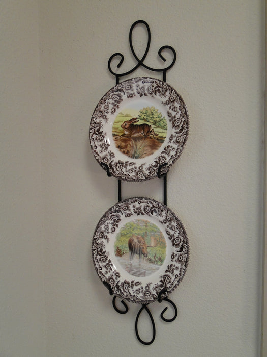 Tripar Augusta Vertical Black Display Rack for Two 6 1/2" - 8 1/4" Plates, 25"