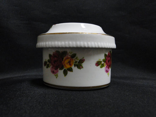 Sheer Elegance, Red, Yellow & Pink Roses on White: Oval Box & Lid, 2 7/8"
