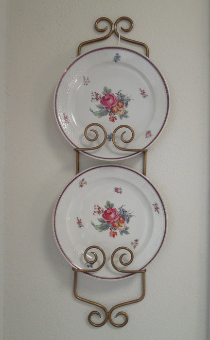 Bard's Vertical Gold Metal Display Rack for 2 9.75" - 7.75" Plates 26.75", As Is