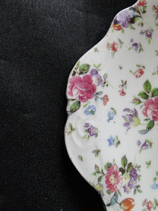 Royal Albert ROA166, White w/ Multicolored Flowers: Handled Cake Plate