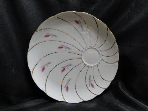 Yamaka Yam14, Pink Wheat, Gold Swirl Lines: Snack Set Plate & Cup