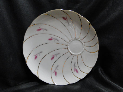 Yamaka Yam14, Pink Wheat, Gold Swirl Lines: Snack Set Plate Only, No Cup