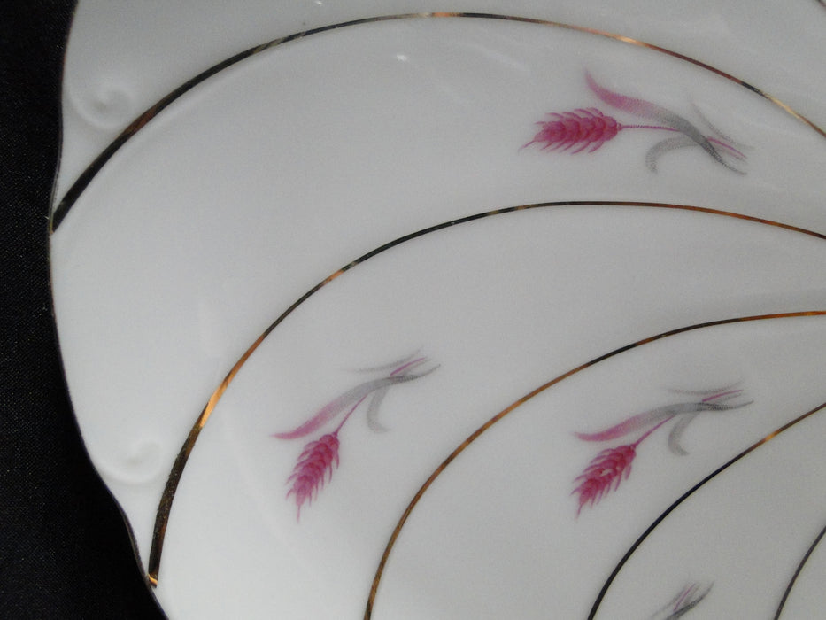 Yamaka Yam14, Pink Wheat, Gold Swirl Lines: Snack Set Plate & Cup