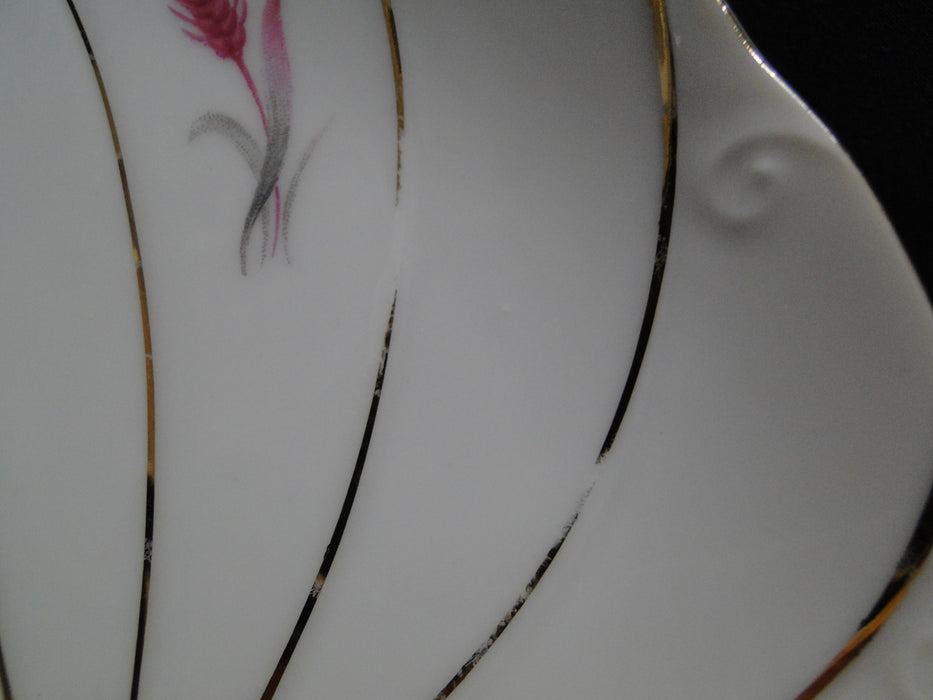 Yamaka Yam14, Pink Wheat, Gold Swirl Lines: Snack Set Plate & Cup